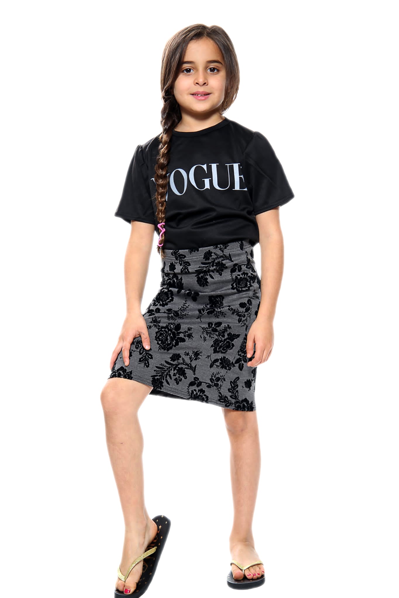 Girls Floral Pencil Skirt
