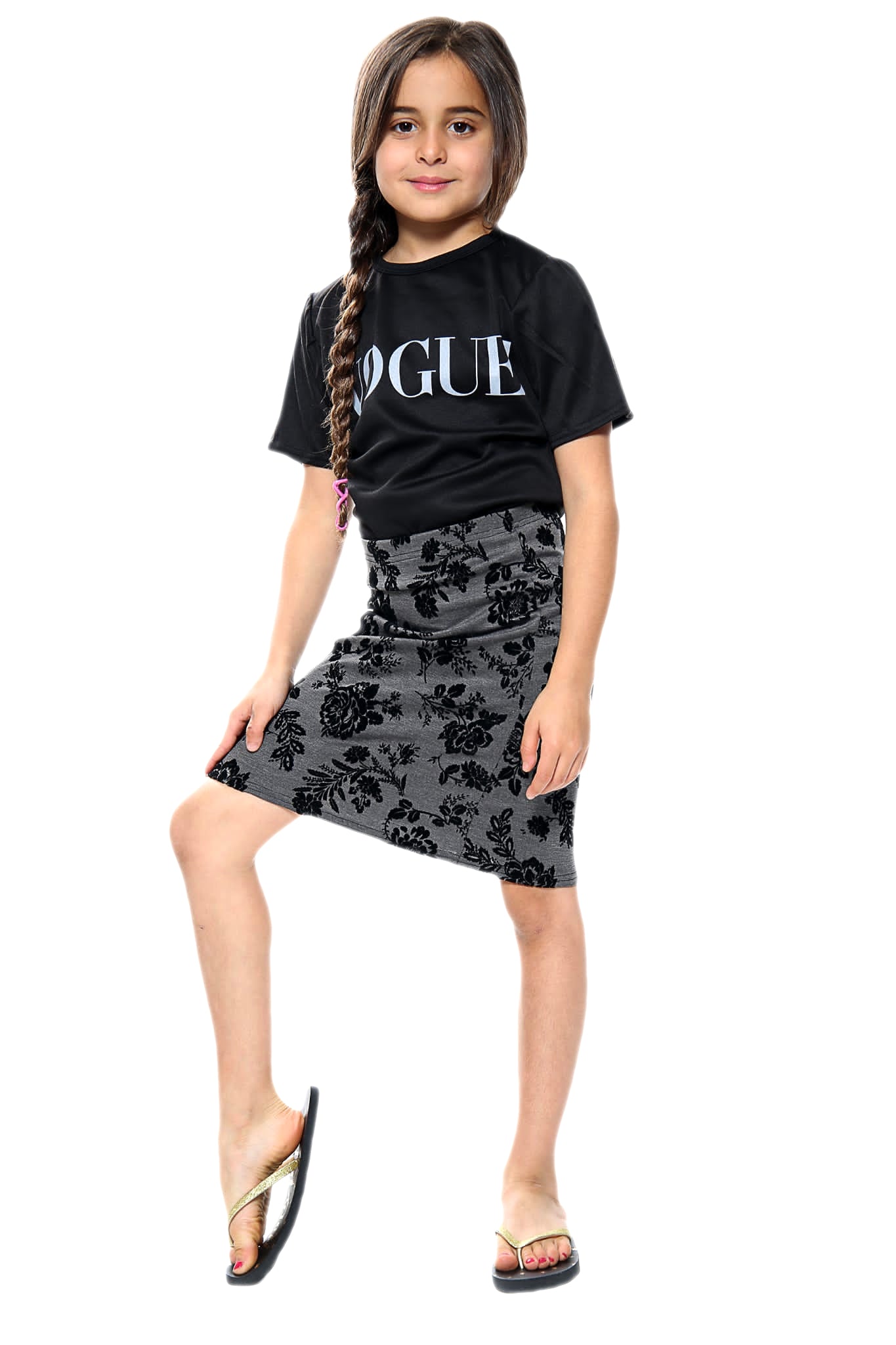 Girls Floral Pencil Skirt