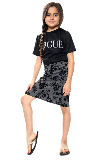 Girls Floral Pencil Skirt