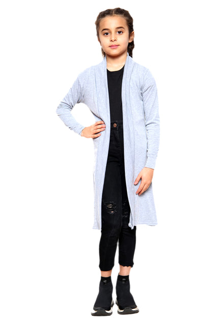 Girls Long Boyfriend Cardigan - Grey