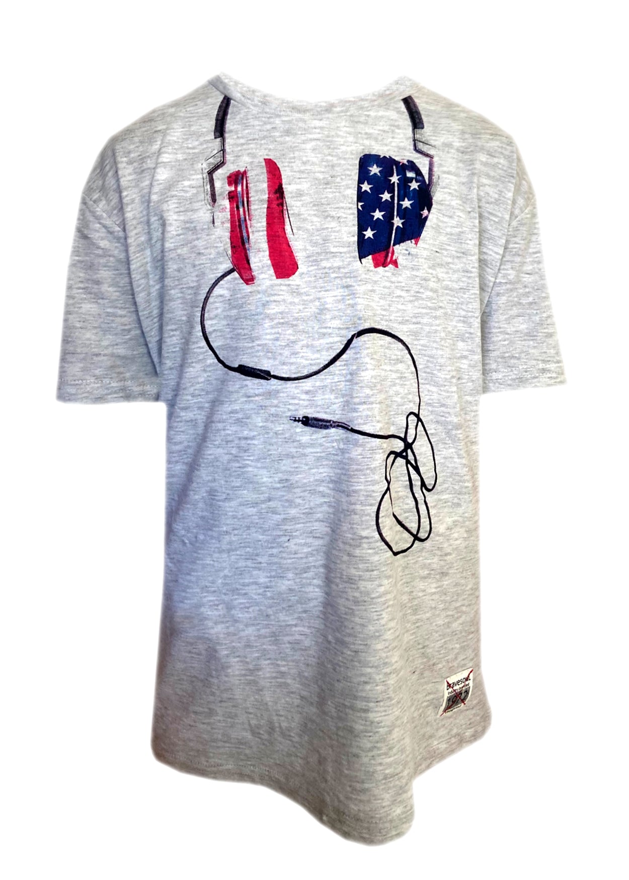 Boys Brave Soul Novelty T-Shirts - Grey Headphones