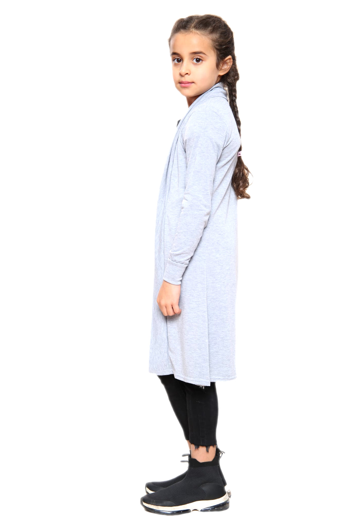 Girls Long Boyfriend Cardigan - Grey