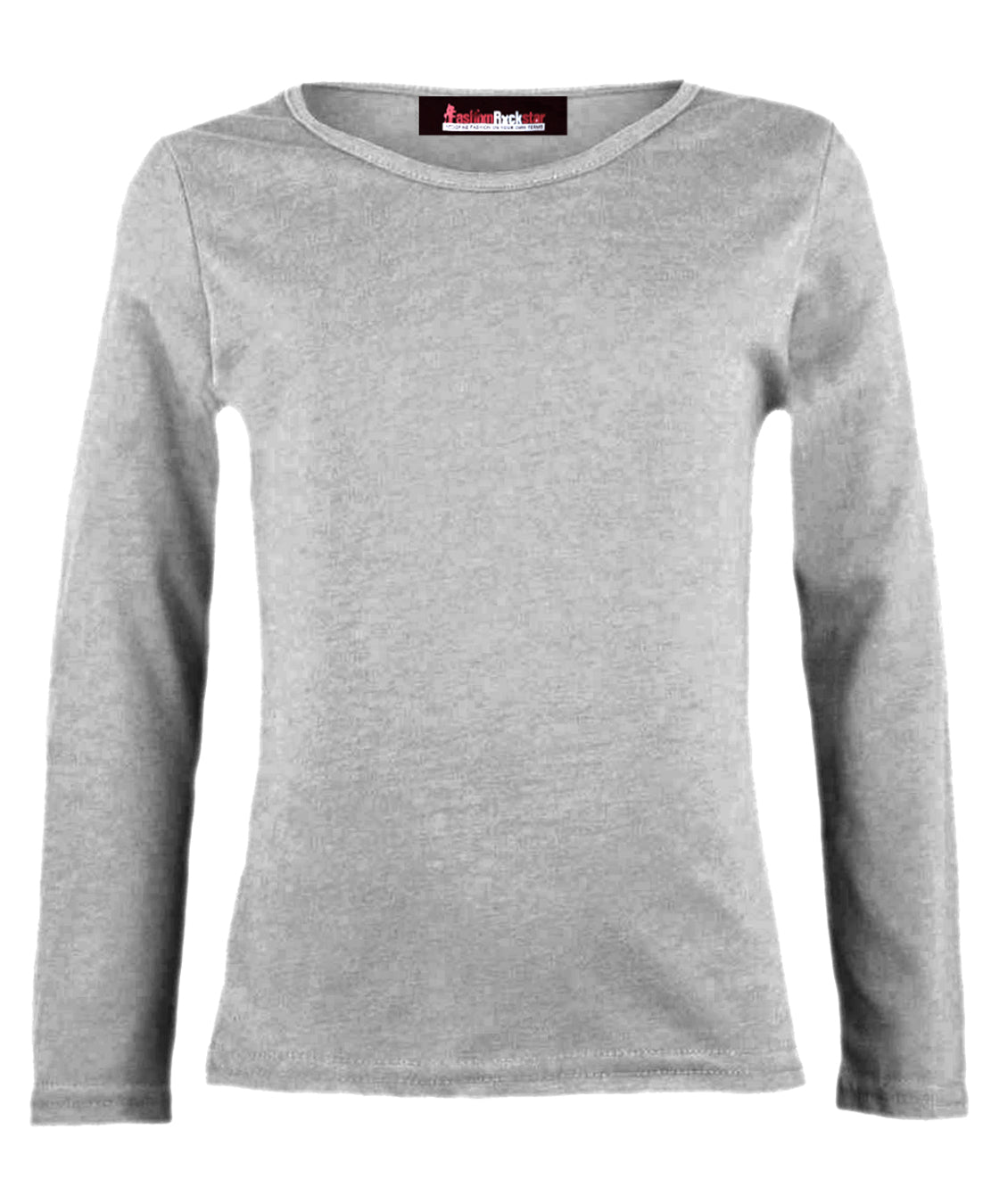 Girls Basic Long Sleeve Tops - Grey