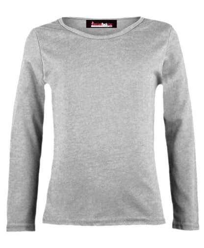 Girls Basic Long Sleeve Tops - Grey
