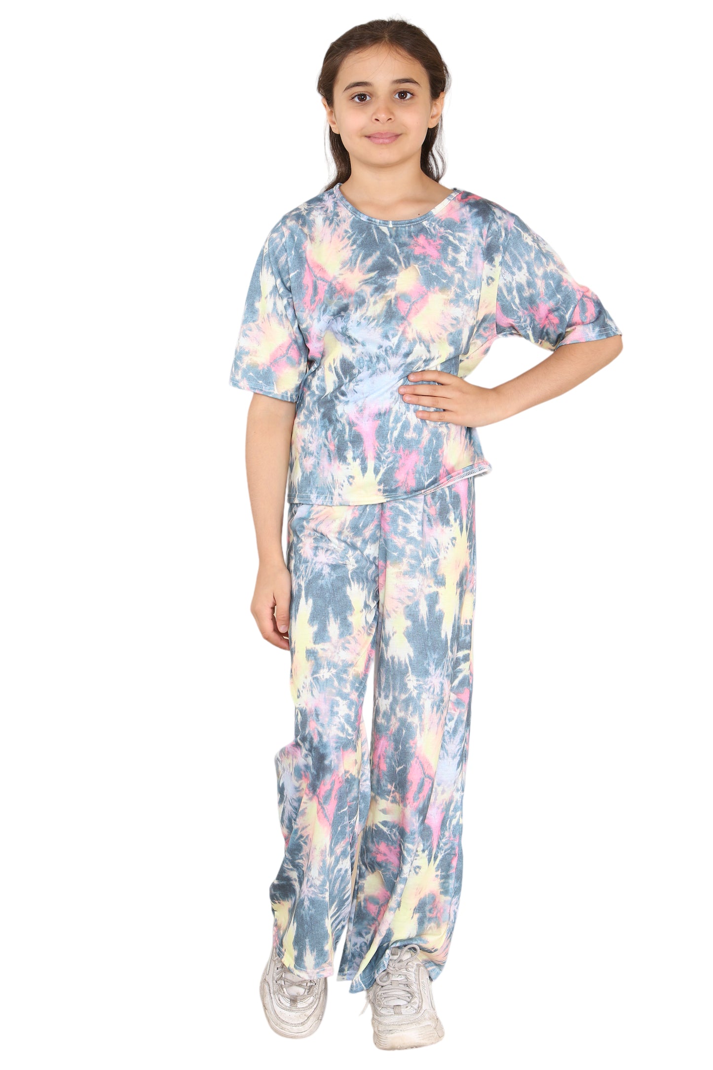 Girls Tie Dye Pyjamas T-Shirt and Trouser Set