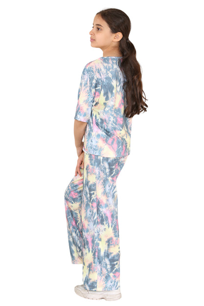 Girls Tie Dye Pyjamas T-Shirt and Trouser Set