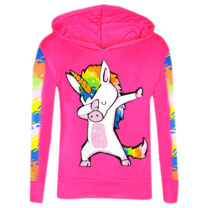 Girls Dab Unicorn Hooded Top & Leggings Tracksuit
