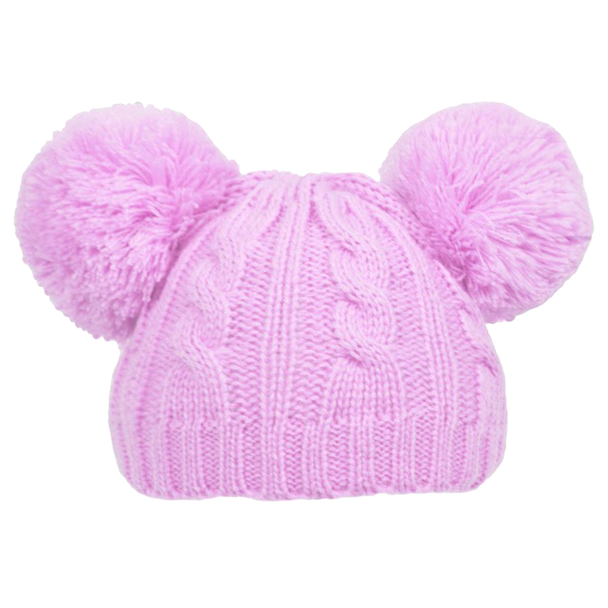 Baby Knitted Pom Pom Winter Hat - Pink