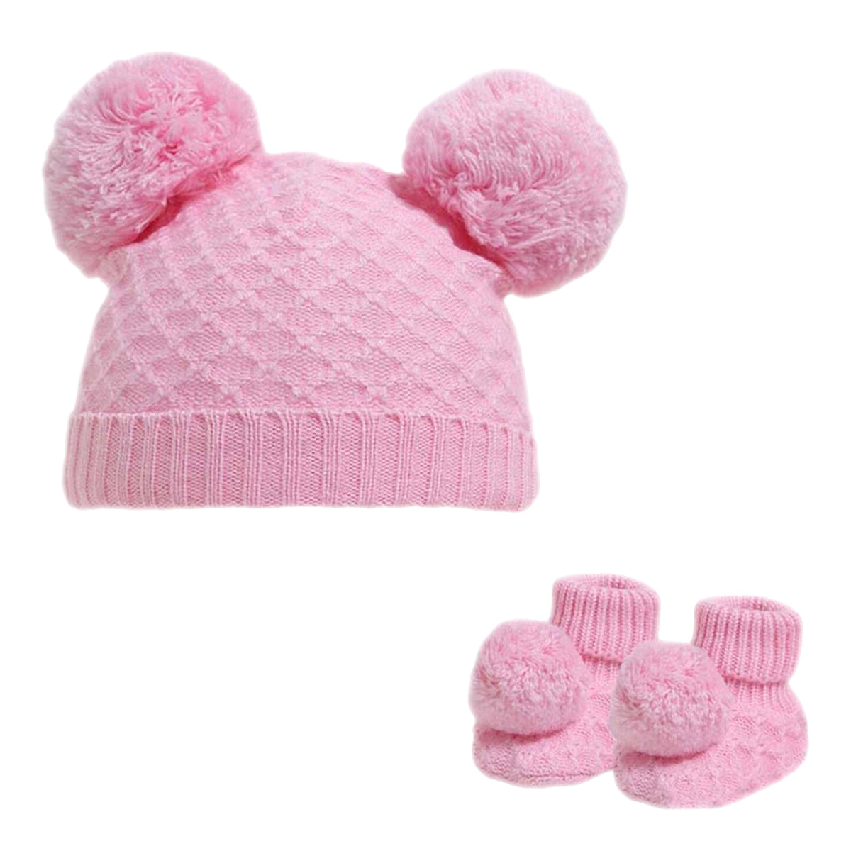 Baby Girls Pom Pom Hat With Booties Set