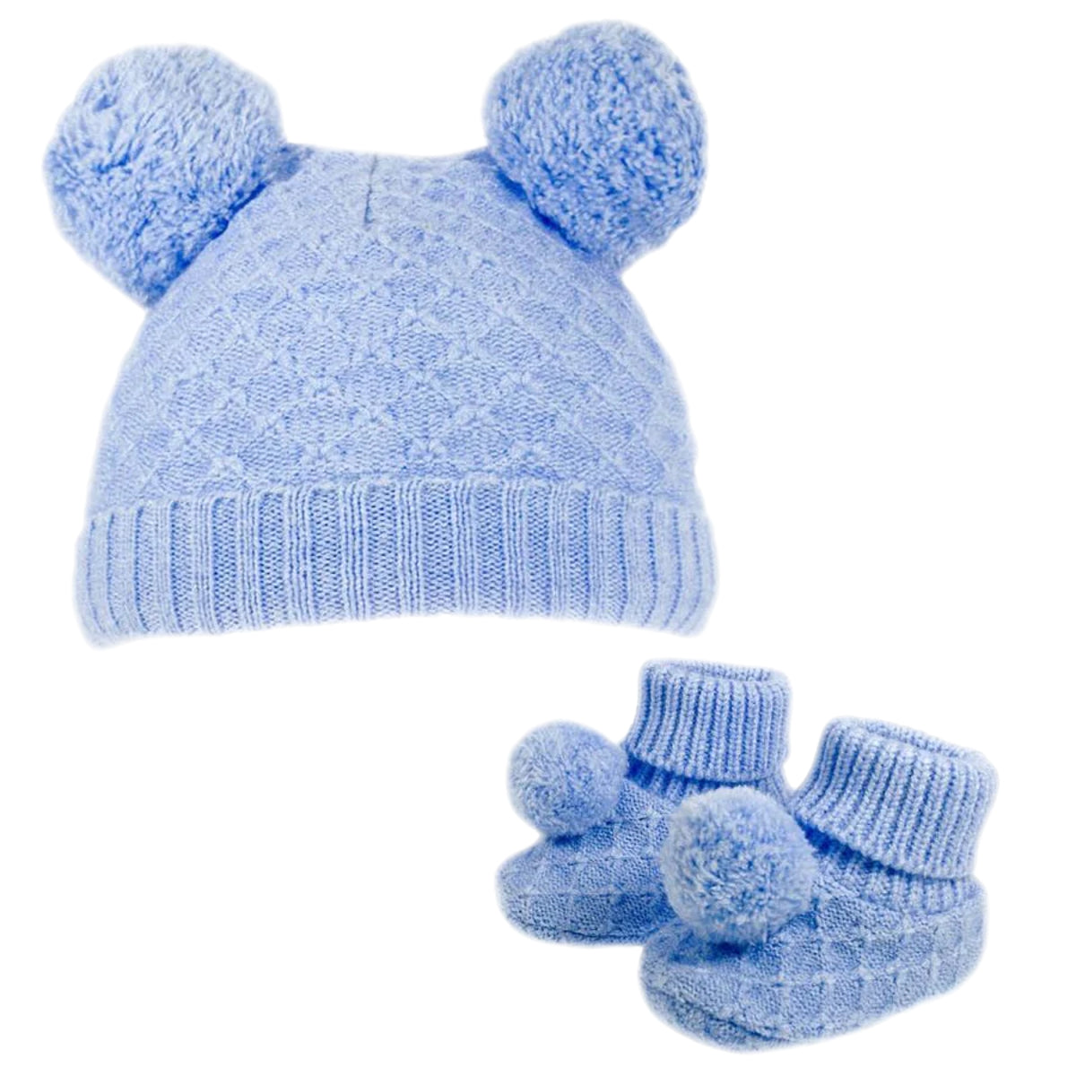Baby Girls Pom Pom Hat With Booties Set