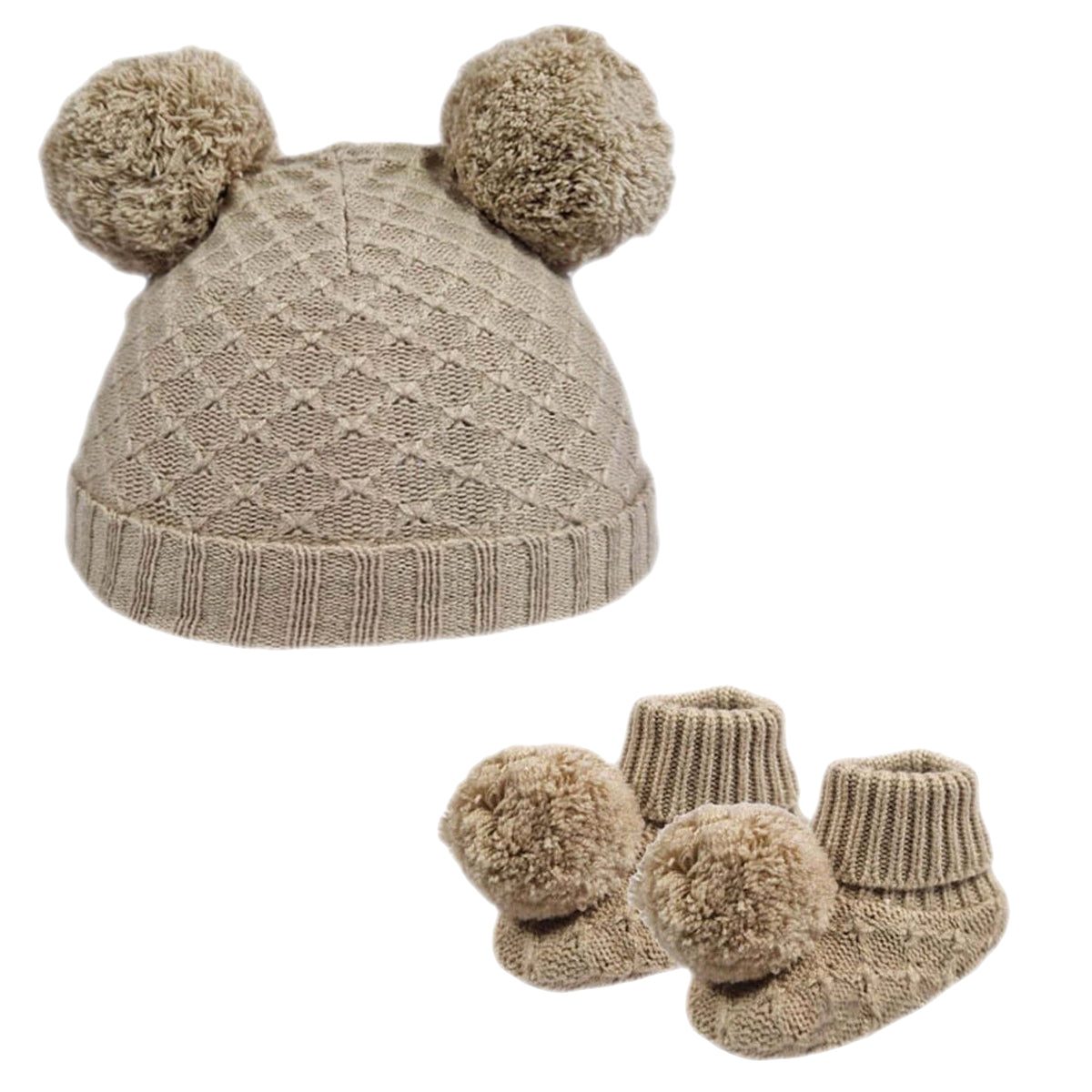 Baby Girls Pom Pom Hat With Booties Set