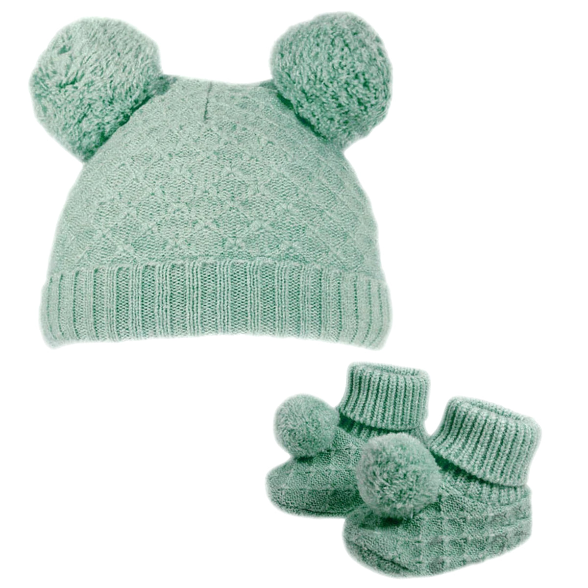 Baby Girls Pom Pom Hat With Booties Set