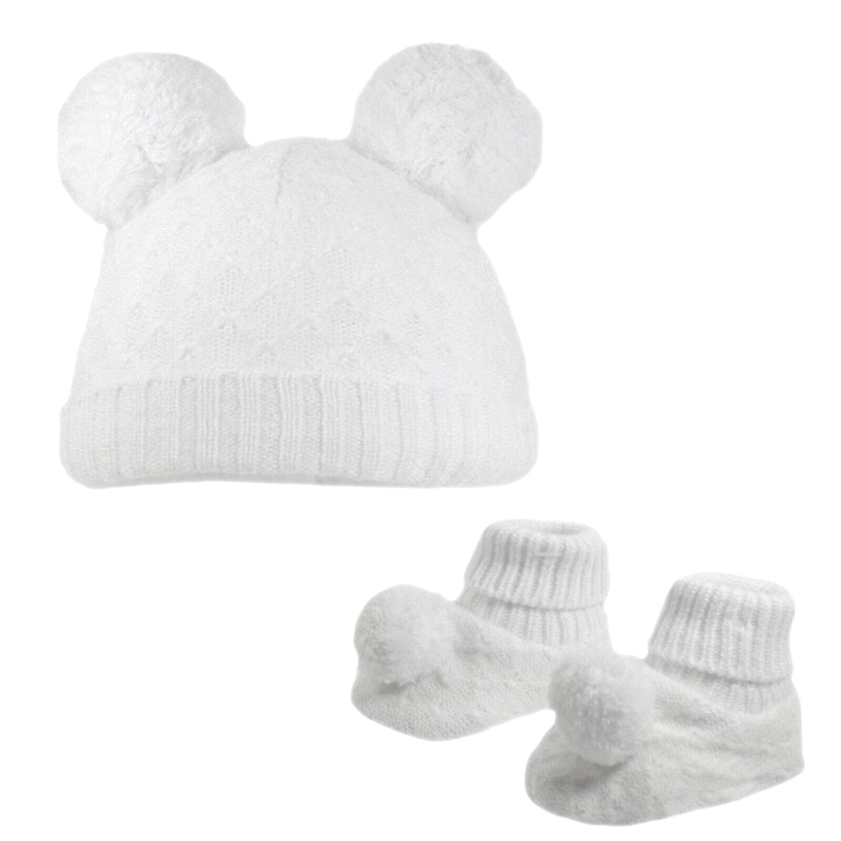 Baby Girls Pom Pom Hat With Booties Set