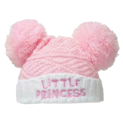 Baby Knitted Pom Pom Hat Boy Girl Winter Bobble Mummy Daddy Prince Princess 0-12