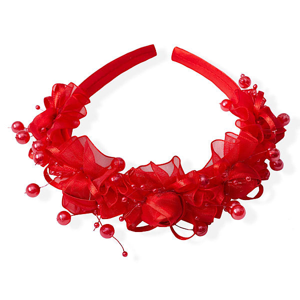 Organza Beaded Rosebud Headband