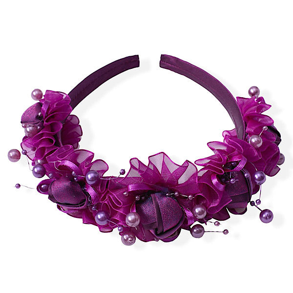 Organza Beaded Rosebud Headband