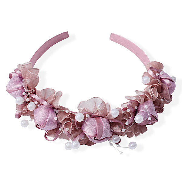 Organza Beaded Rosebud Headband
