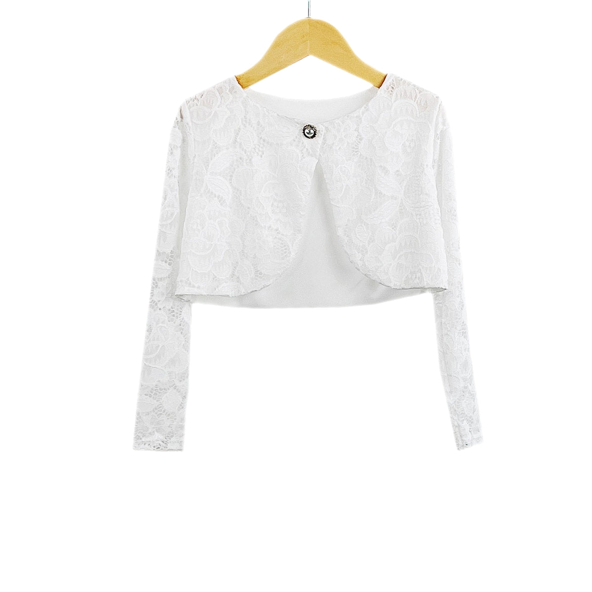 Girls Ivory Floral Lace Bolero