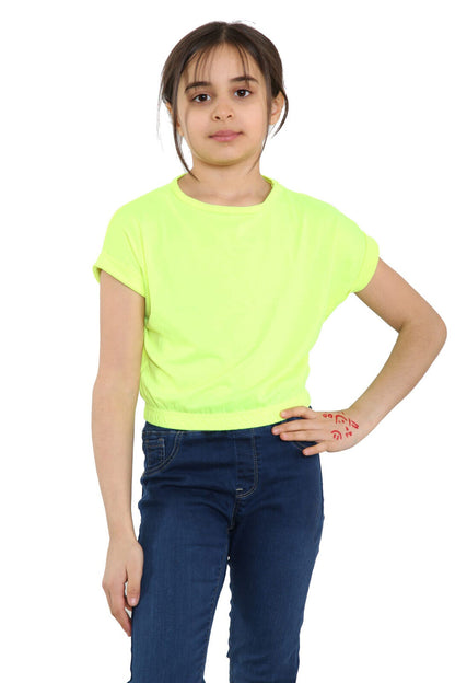 Girls Batwing Neon Crop Top T-Shirt