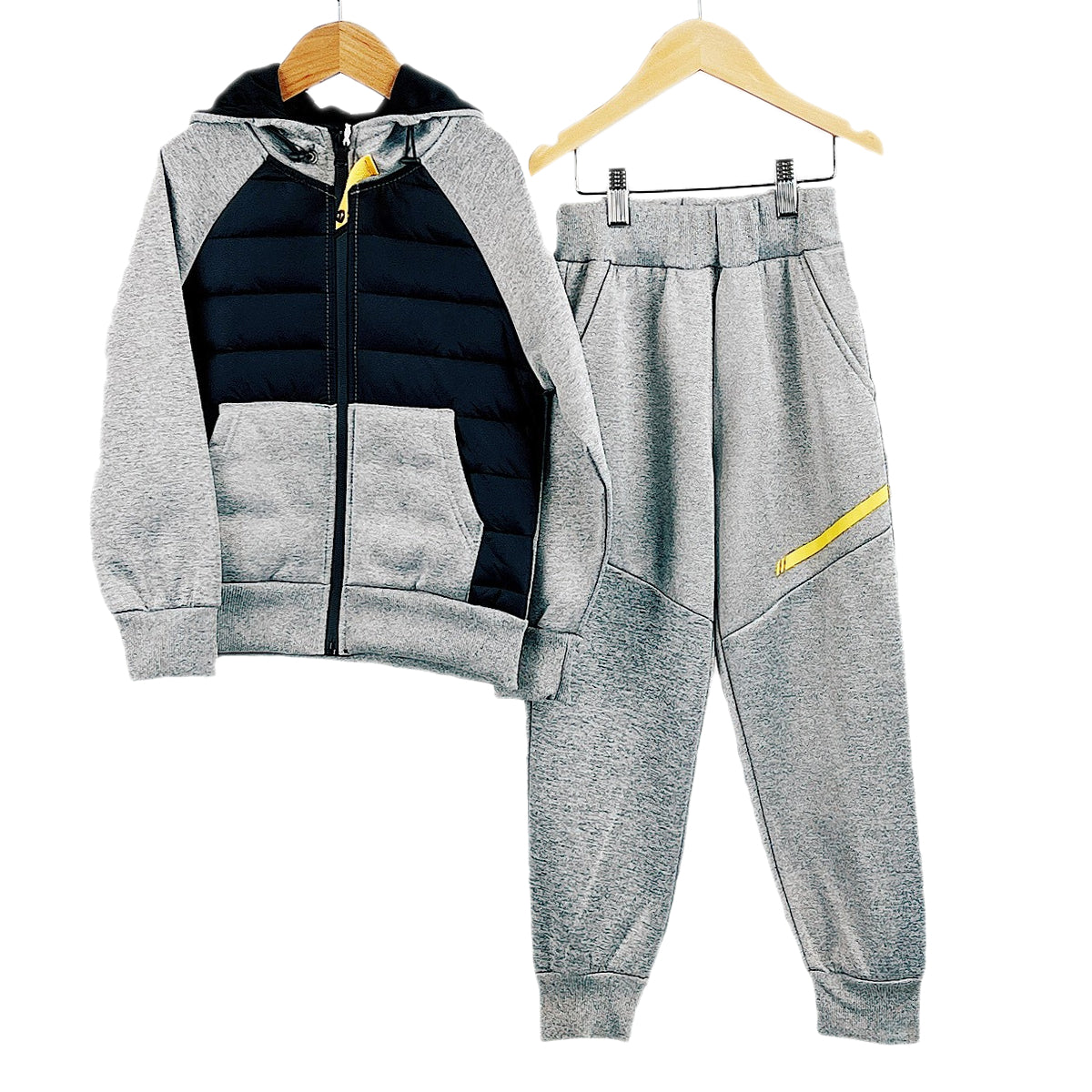 Boys Tracksuits Hooded Padded Stripes Outfits Streetwear
