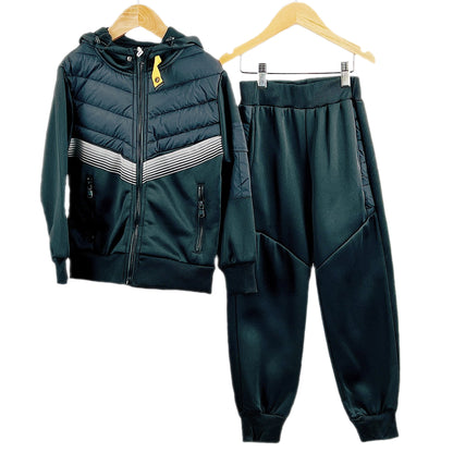 Boys Tracksuits Hooded Padded Stripes Outfits Streetwear