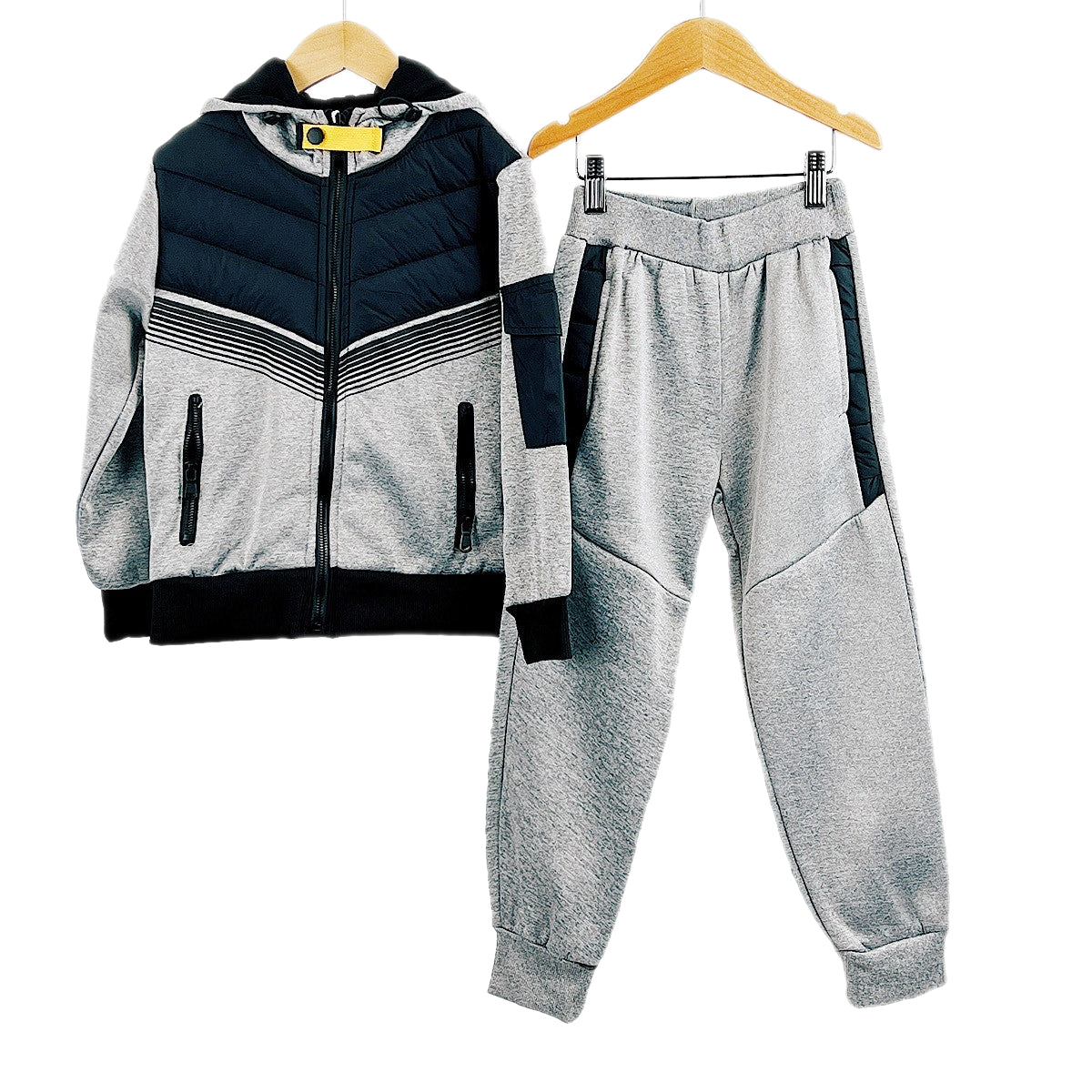 Boys Tracksuits Hooded Padded Stripes Outfits Streetwear