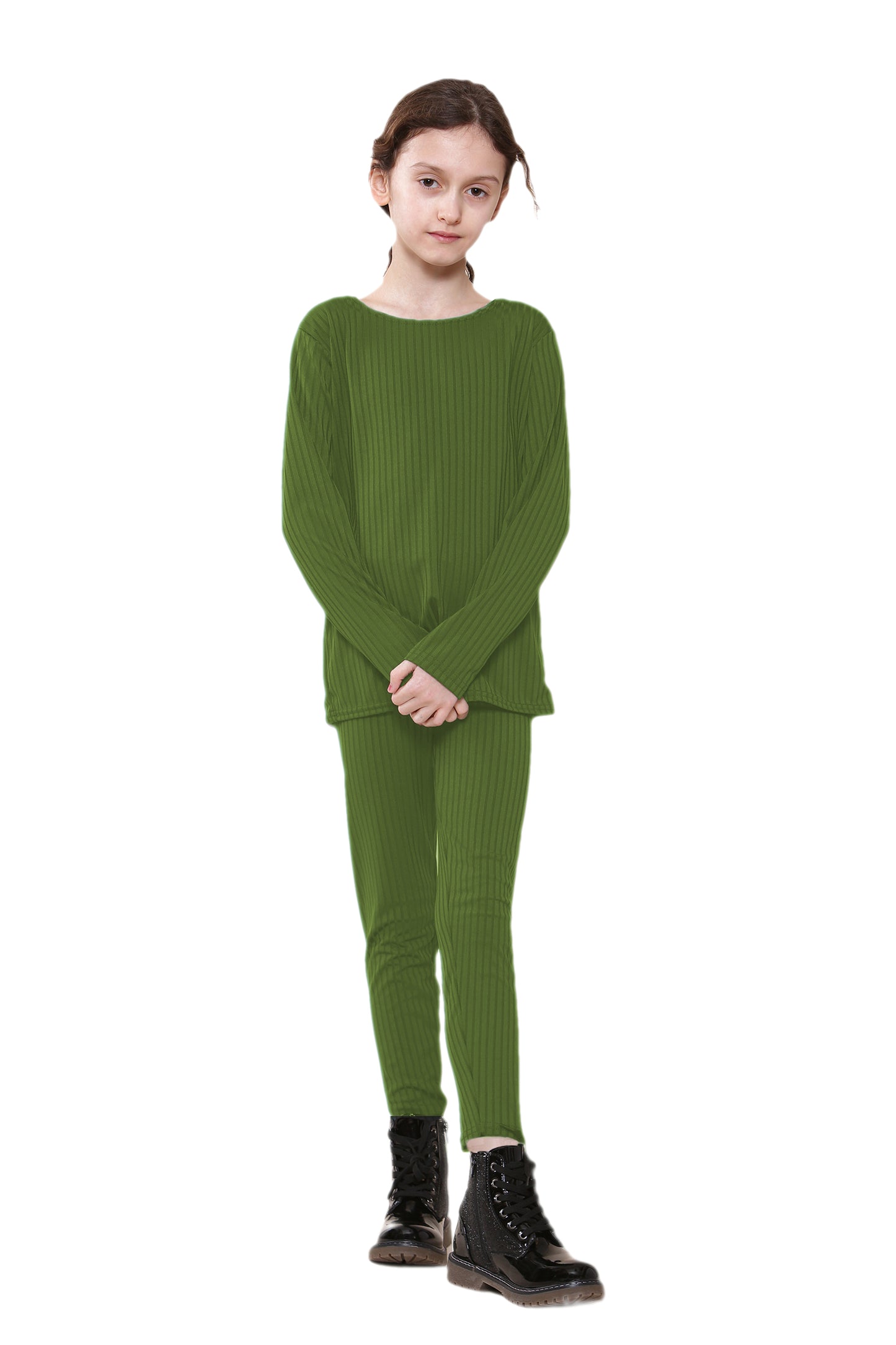 Girls Ribbed Tracksuit Loungewear Outfits