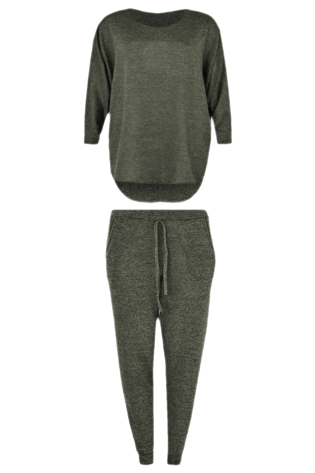 Girls High Low Loungewear Tracksuit - Khaki