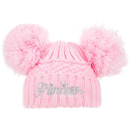 Baby Knitted Pom Pom Hat Boy Girl Winter Bobble Mummy Daddy Prince Princess 0-12