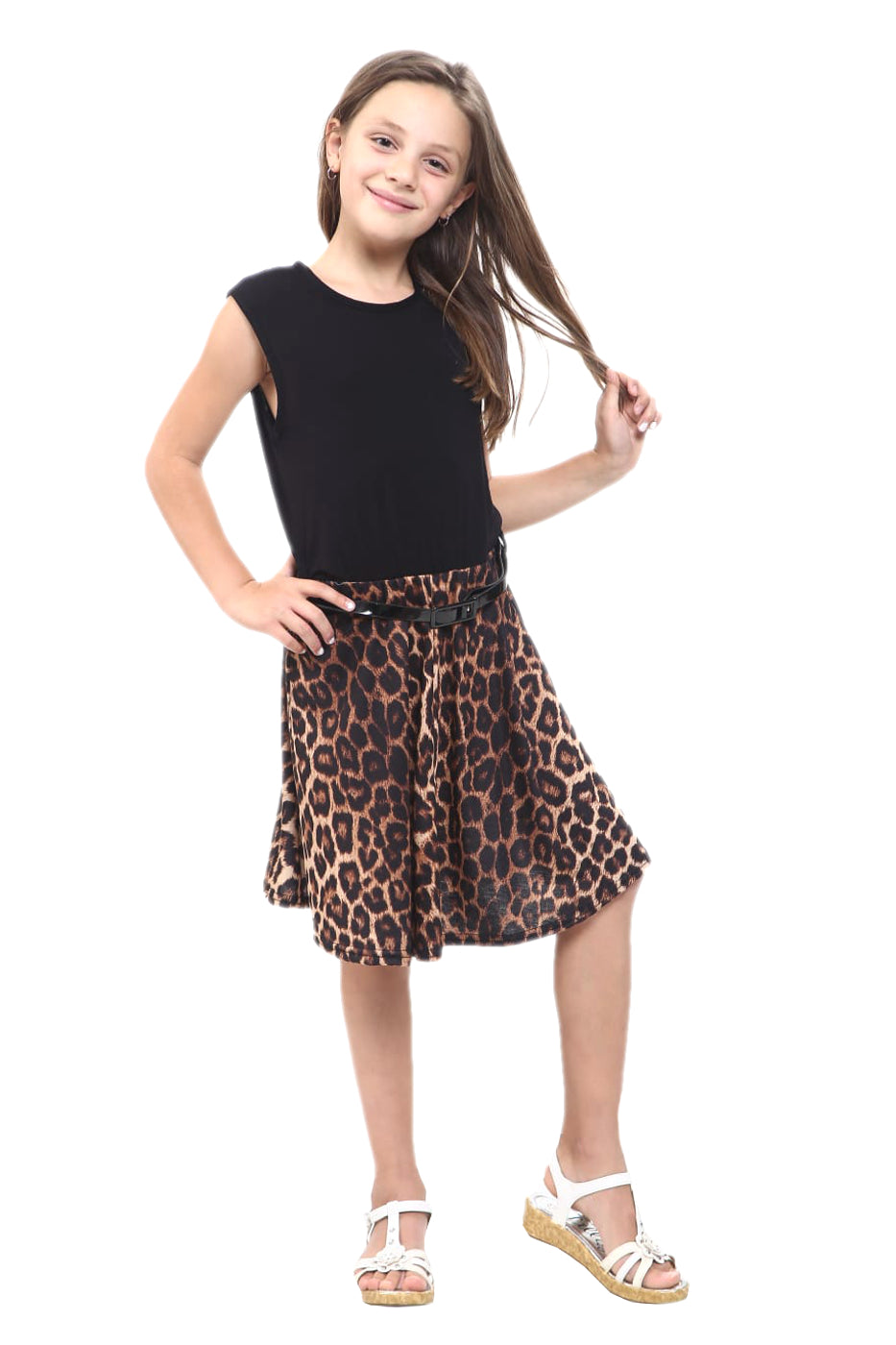 Girls Leopard Skater Dress