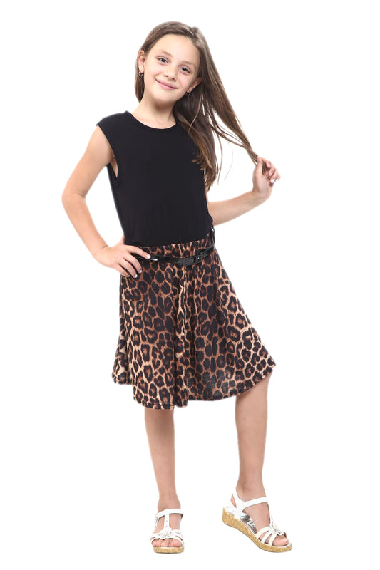 Girls Leopard Skater Dress