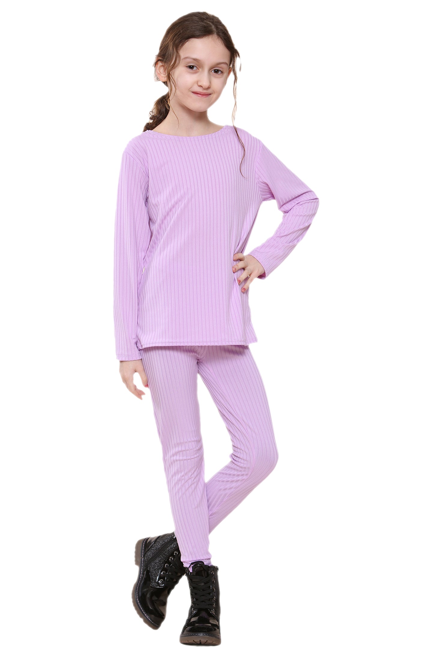Girls Ribbed Tracksuit Loungewear Outfits