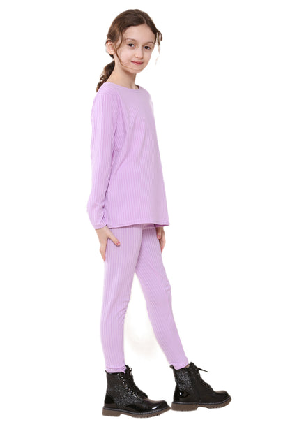 Girls Ribbed Tracksuit Loungewear Outfits