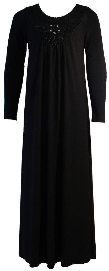 Girls Beaded Long Maxi Abaya Dress