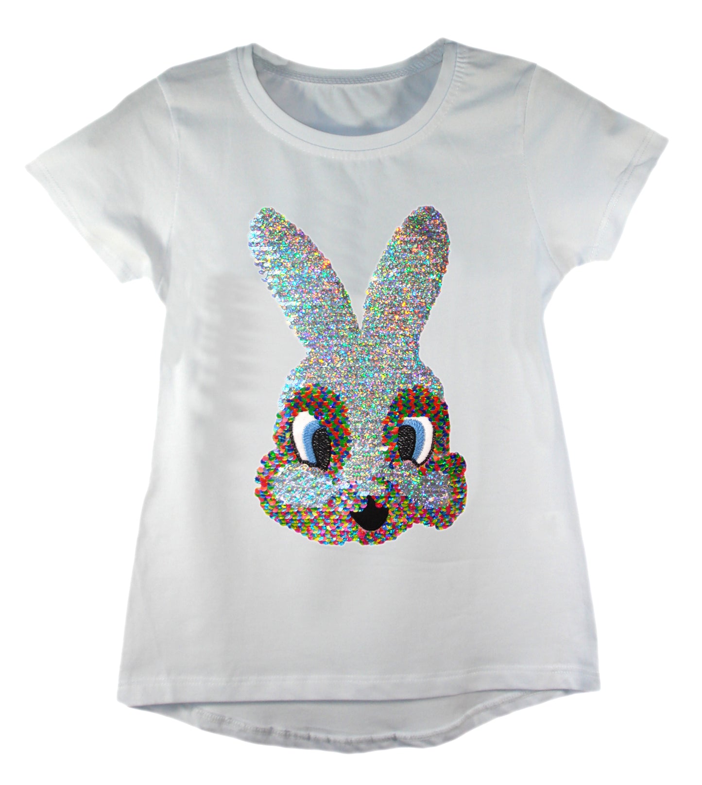Girls Shiny Sequin Face T-Shirt