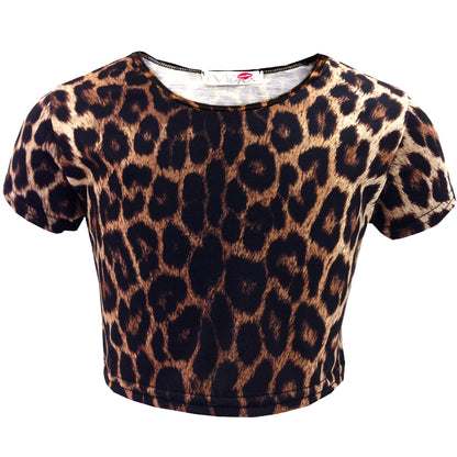 Girls Leopard Crop Top