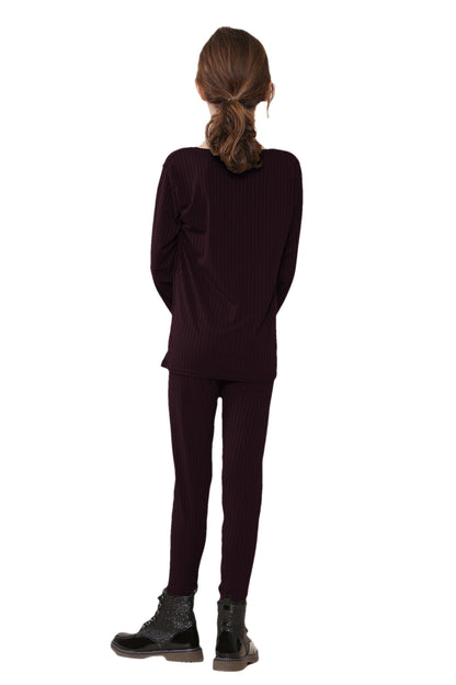 Girls Ribbed Tracksuit Loungewear Outfits
