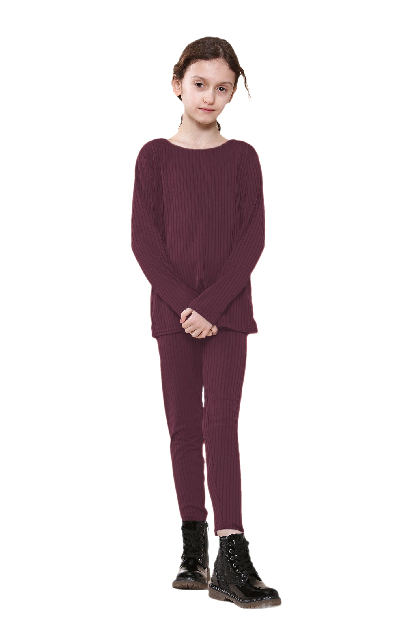Girls Ribbed Tracksuit Loungewear Outfits