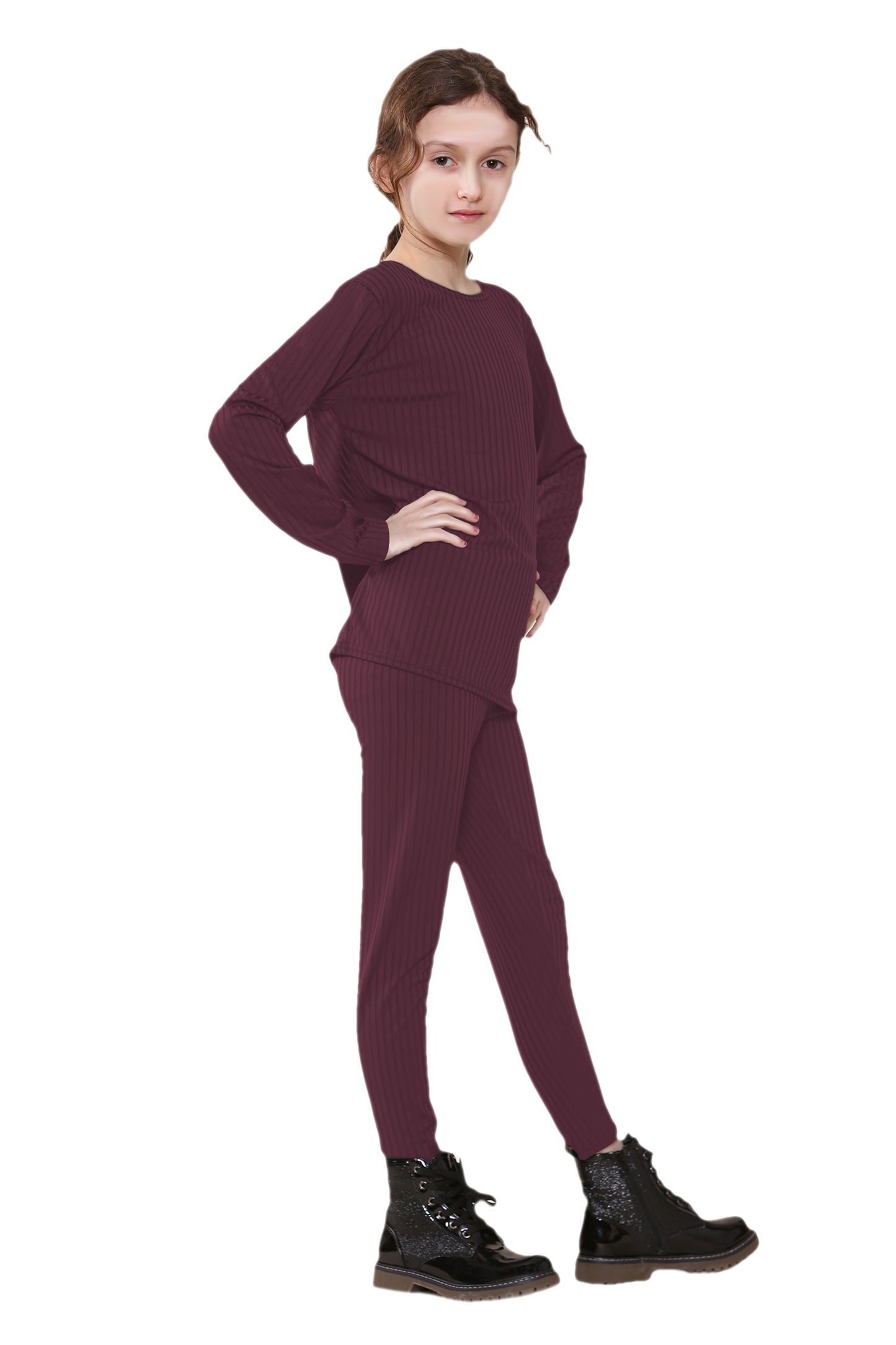 Girls Ribbed Tracksuit Loungewear Outfits