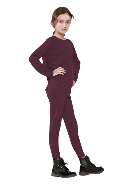 Girls Ribbed Tracksuit Loungewear Outfits