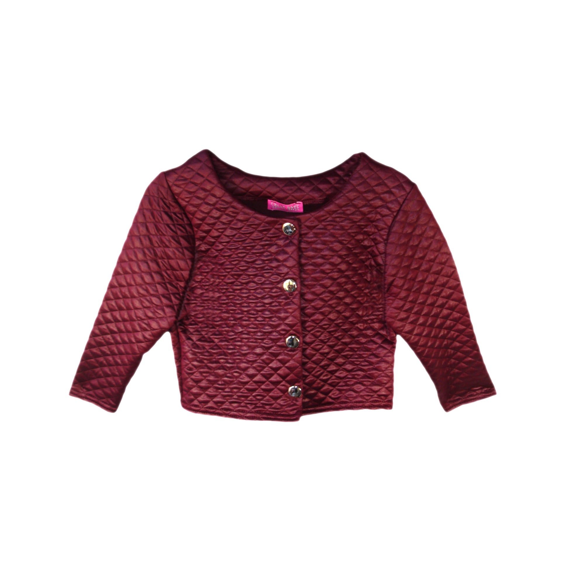 Girls Padded Bolero Quilted Jacket - Maroon