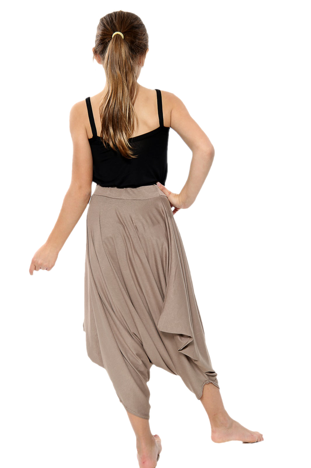 Girls Draping Romper Skirt - Mocha