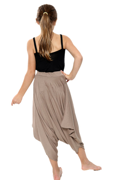 Girls Draping Romper Skirt - Mocha