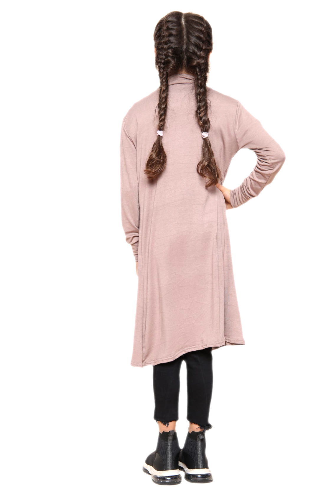 Girls Long Boyfriend Cardigan - Mocha