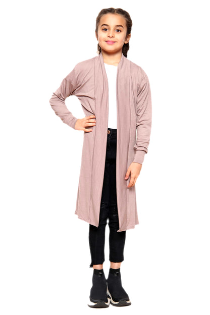 Girls Long Boyfriend Cardigan - Mocha
