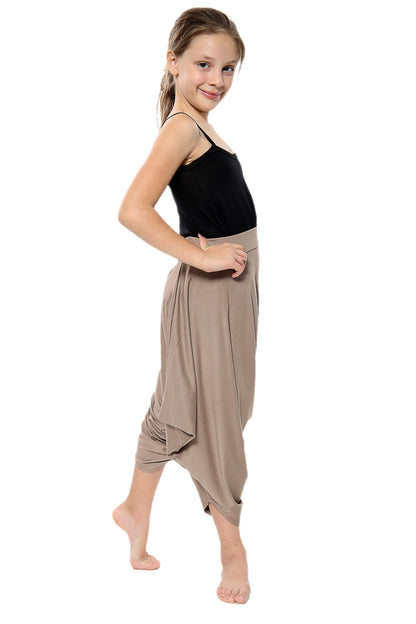 Girls Draping Romper Skirt - Mocha