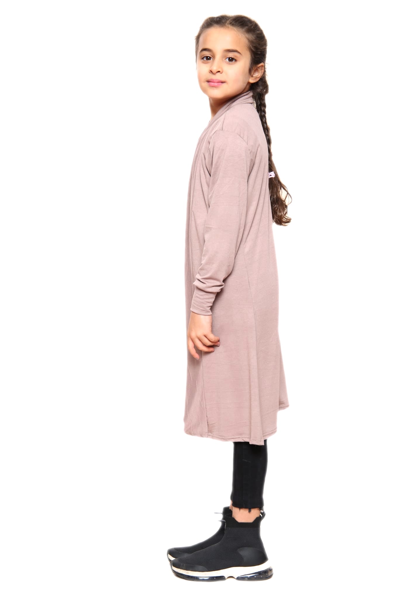 Girls Long Boyfriend Cardigan - Mocha