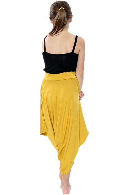Girls Draping Romper Skirt - Mustard