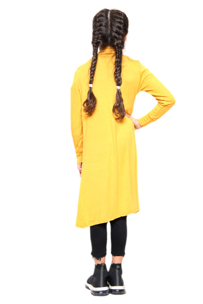 Girls Long Boyfriend Cardigan - Yellow