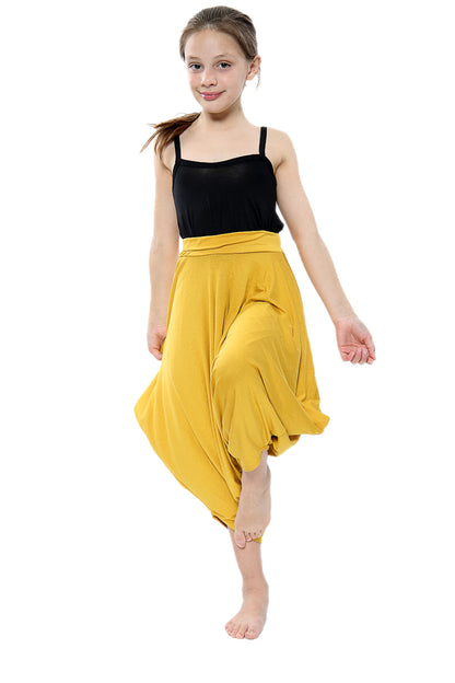 Girls Draping Romper Skirt - Mustard